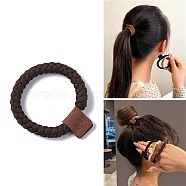 Solid Cloth Elastic Braided Hair Ties, Smiling Face Hair Accessories for Women Girls, Coconut Brown, 7mm, Inner Diameter: 41mm(PHAR-F015-04A)