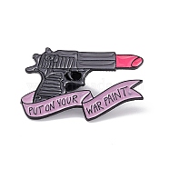Word Put On Your War Paint Enamel Pin, Electrophoresis Black Plated Alloy Feminism Theme Brooch for Backpack Clothes, Tools Pattern, 20.5x33.5x1mm(JEWB-E017-01EB-02)