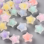 Transparent Acrylic Beads, Frosted, Bead in Bead, Star, Mixed Color, 14x15x8.5mm, Hole: 2mm, about 518pcs/500g(X-TACR-S152-02C)