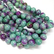 Jade Beads Strands, Natural White Jade, Dyed, Round, Colorful, 6mm, Hole: 1mm, about 69pcs/strand, 15.7 inch(X-G-D264-6mm-XH06)