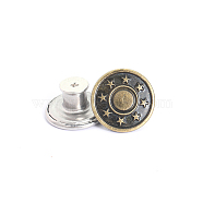 Alloy Button Pins for Jeans, Nautical Buttons, Garment Accessories, Round with Star, Antique Bronze, 17mm(PURS-PW0009-01H-01AB)
