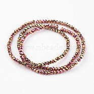 Electroplate Glass Bead Strands, Faceted, Rondelle, Rose Gold Plated, 3x2mm, Hole: 1mm, about 196pcs/strand, 16 inch(X-EGLA-G014-2mm-FP01)