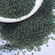MIYUKI Round Rocailles Beads, Japanese Seed Beads, (RR288) Transparent Olive Green AB, 11/0, 2x1.3mm, Hole: 0.8mm, about 1100pcs/bottle, 10g/bottle(SEED-JP0008-RR0288)