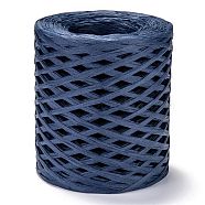 Raffia Ribbon, Packing Paper String, for Gift Wrapping, Party Decor, Craft Weaving, Prussian Blue, 3~4mm, about 200m/roll(OCOR-I012-A17)
