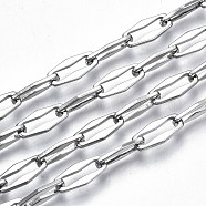 304 Stainless Steel Link Chains, with Spool, Unwelded, Nickel Free, Oval, Stainless Steel Color, 15x7x1.3mm, about 32.8 Feet(10m)/roll(CHS-T003-17P-NF)