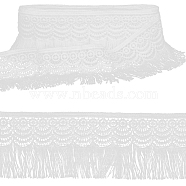 Gorgecraft 7.5 Yards Polyester Fringe Tassel Trim, Lace Flower Pattern, for Curtain, Costume Accessories, White, 80x1mm(DIY-GF0009-04)