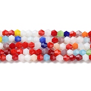 Opaque Solid Color Imitation Jade Glass Beads Strands, Faceted, Bicone, Colorful, 4x4mm, Hole: 0.8mm, about 87~98pcs/strand, 12.76~14.61 inch(32.4~37.1cm)(GLAA-F029-P4mm-16)