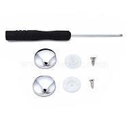 DIY Clothing Button Accessories Set, 6Pcs Stainless Steel Craft Solid Screw Rivet, with Plastic, 1Pc Iron Cross Head Screwdriver, with Plastic Handles, Flat Round, Platinum, 16x15mm(FIND-T066-03B-P)