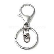 Alloy Keychain Clasp Findings, with Iron Rings, Platinum, 68mm(KEYC-D050-03P)