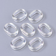 Transparent Acrylic Linking Rings, AB Color Plated, Oval, Clear AB, 18.5x14x5mm, Inner Diameter: 8x12mm(X-PACR-R246-023)