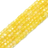 Natural Yellow Agate Bead Strands, Faceted, Cube, 2x2x2mm, Hole: 0.6mm, about 182pcs/strand, 15.16''~15.55''(38.5~39.5cm)(G-P457-B01-48)