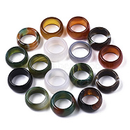 Natural Agate Rings, Wide Band Rings, Dyed, Mixed Color, Inner Diameter: 17~20mm(G-N0326-035)