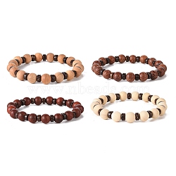 Wooden Beaded Bracelet Sets, Coconut Bead Stretch Bracelets for Women Men, Mixed Color, Inner Diameter: 2-1/8 inch(5.4cm), 4pcs/set(BJEW-JB09064)