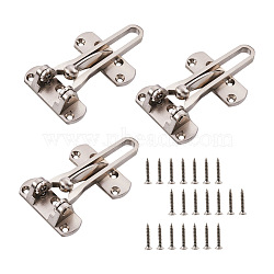 Zinc Alloy Swing Bar Door Lock, Anti-Theft Clasp Back Locking Accessories, Platinum, 100x63x21mm, Hole: 4.5mm(SW-TAC0002-01C)