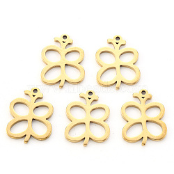 Vacuum Plating 304 Stainless Steel Pendants, Laser Cut, Butterfly, Golden, 17x13x1mm, Hole: 1mm(STAS-N092-07G)