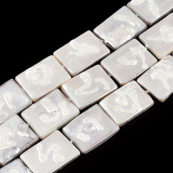 Plating Natural Freshwater Shell Beads Strands, Imitate Baroque Pearl Keshi Pearl Beads, Rectangle, 19.5~21x14~16x3~4mm, Hole: 0.6mm, about 18~19pcs/strand, 14.88 inch~15.75 inch(37.8~40cm)(SHEL-N026-222)