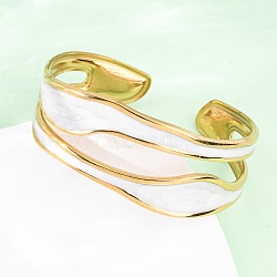 304 Stainless Steel Enamel Bangles for Women, Golden, 1-1/8 inch(2.7cm), Inner Diameter: 2 inch(5cm)(BJEW-D306-04G)