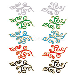 5 Pairs 5 Colors Computerized Embroidery Polyester Iron on/Sew on Patches, Costume Accessories, Appliques, Flower Pattern, Mixed Color, 180x92x1mm, 1 pair/color(DIY-NB0007-78)