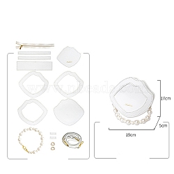 Handmade DIY Pearl Handle Shell Shape Bag Making Kit, Including PU Leather Bag Accessories, White, 19x17x5cm(PW-WG14881-04)