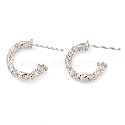 Rack Plating Brass C-Shaped Stud Earrings, Cadmium Free & Lead Freer, Platinum, 16x4mm, Pin: 0.8mm(EJEW-T021-06P)