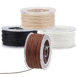 Elite 4 Rolls 4 Colors Round Waxed Polyester Cord, Twisted Cord, Mixed Color, 1mm, about 49.21 Yards(45m)/roll, 1 roll/color(YC-PH0002-38A)
