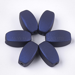 Rubberized Style Acrylic Beads, Cuboid, Dark Blue, 24x13x13mm, Hole: 3mm(MACR-T026-09A)