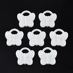 ABS Plastic Imitation Pearl Pendants, Butterfly, Creamy White, 18x18x4mm, Hole: 4x7mm, about 860pcs/500g(KY-T023-012)