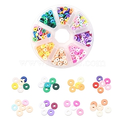 1200Pcs 8 Colors Handmade Polymer Clay Beads, Disc Heishi Beads, Mixed Color, 150pcs/color(CLAY-YW0001-15C)