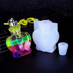 DIY Wishing Bottle Silicone Molds, Quicksand Molds, Resin Casting Molds, for UV Resin, Epoxy Resin Craft Making, Heart, 5.3x4.35x2.35cm & 1.7x1.8mm, Hole: 8~23.5mm(DIY-M049-01A)