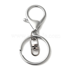 Alloy Keychain Clasp Findings, with Iron Rings, Platinum, 68mm(KEYC-D050-03P)