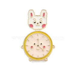 Watches Enamel Pins, Golden Alloy Brooches for Backpack Clothes, Rabbit, 29x19mm(JEWB-K024-02B-G)