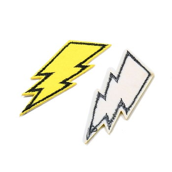 Lightning Bolt Polyester Computerized Embroidery Iron on Patches, Appliques, Yellow, 64x20x1mm