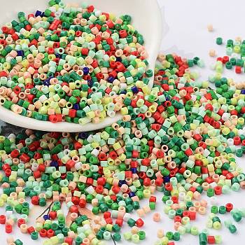 Baking Paint Glass Seed Beads, Cylinder, Sea Green, 2x1.5mm, Hole: 1mm, about 50398pcs/pound