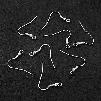 304 Stainless Steel Earring Hooks, Ear Wire, with Horizontal Loop, 925 Sterling Silver Plated, 25x20mm, Hole: 2.3mm, 21 Gauge, Pin: 0.7mm