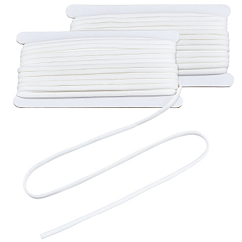 Polyester Elastic Cords, Flat, White, 5mm, about 10.94 Yards(10m)/Card