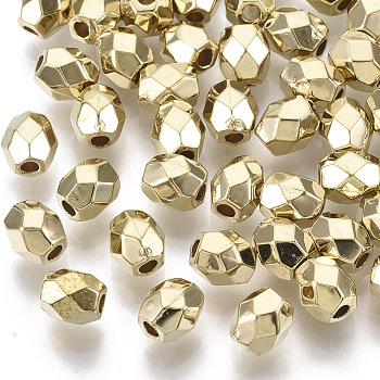 CCB Plastic Beads, Faceted, Oval, Golden, 5x4x4mm, Hole: 1.4mm