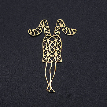 201 Stainless Steel Filigree Joiners, Woman, Golden, 60x38x1mm