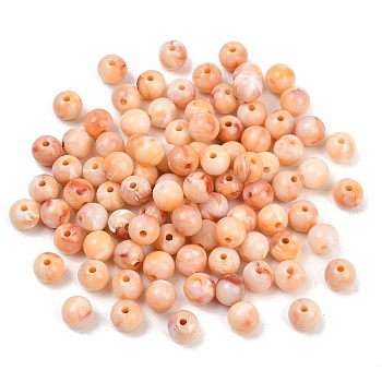 Two Tone Opaque Acrylic Imitation Gemstone Beads, Round, Light Salmon, 9.8~10mm, Hole: 2mm, about 1000pcs/500g