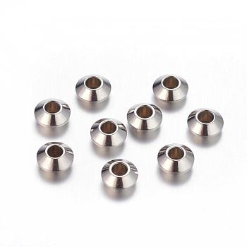 304 Stainless Steel Bicone Spacer Beads, Stainless Steel Color, 6x3mm, Hole: 2.5mm