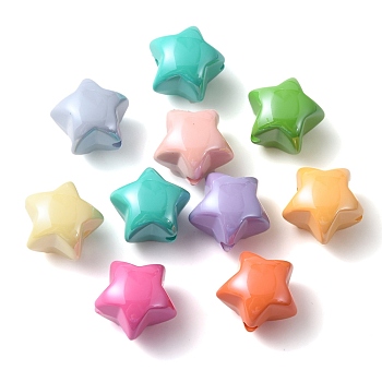 Opaque Acrylic Beads, Star, Mixed Color, 16.5x16.5x14mm, Hole: 2.6mm