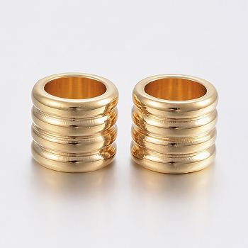 304 Stainless Steel Beads, Column, Golden, 12x10.5mm, Hole: 8.5mm