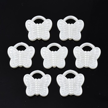 ABS Plastic Imitation Pearl Pendants, Butterfly, Creamy White, 18x18x4mm, Hole: 4x7mm, about 860pcs/500g