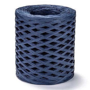Raffia Ribbon, Packing Paper String, for Gift Wrapping, Party Decor, Craft Weaving, Prussian Blue, 3~4mm, about 200m/roll