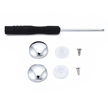 DIY Clothing Button Accessories Set, 6Pcs Stainless Steel Craft Solid Screw Rivet, with Plastic, 1Pc Iron Cross Head Screwdriver, with Plastic Handles, Flat Round, Platinum, 16x15mm