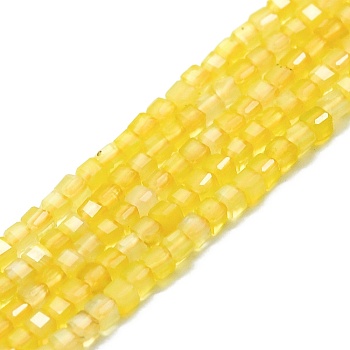 Natural Yellow Agate Bead Strands, Faceted, Cube, 2x2x2mm, Hole: 0.6mm, about 182pcs/strand, 15.16''~15.55''(38.5~39.5cm)