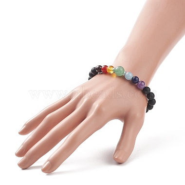 Gemstone Round Bead Stretch Bracelets(X-BJEW-JB02368)-4