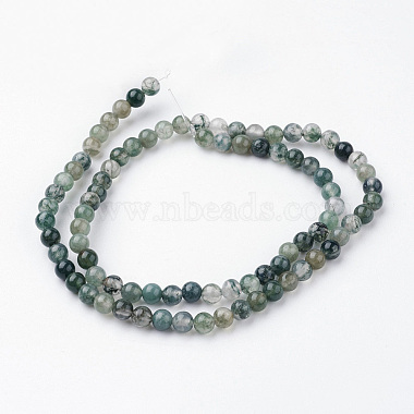 Chapelets de perles en agate mousse naturelle(G-G735-62-4mm)-2