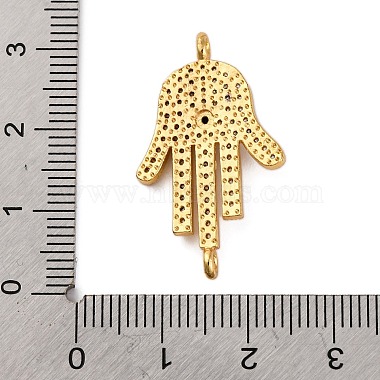 Rack Plating Brass Micro Pave Clear Cubic Zirconia Religion Hamsa Hand Connector Charms(KK-Z070-11G)-3