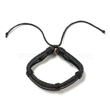 Bracelet à cordon en simili cuir tressé réglable de style 5pcs 5 serti de cordon ciré pour hommes(BJEW-F458-03)-3