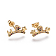 Brass Micro Pave Cubic Zirconia Stud Earrings(X-EJEW-F201-16G)-1
